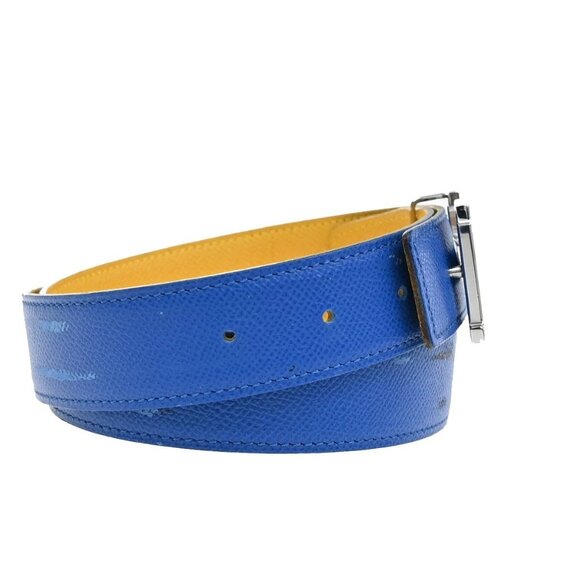 HERMES H Logo Constance Reversible Buckle Belt Leather #80 SHW Blue YW 82YH574 - Picture 4 of 16